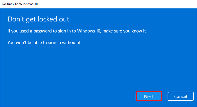 Click on the Next button