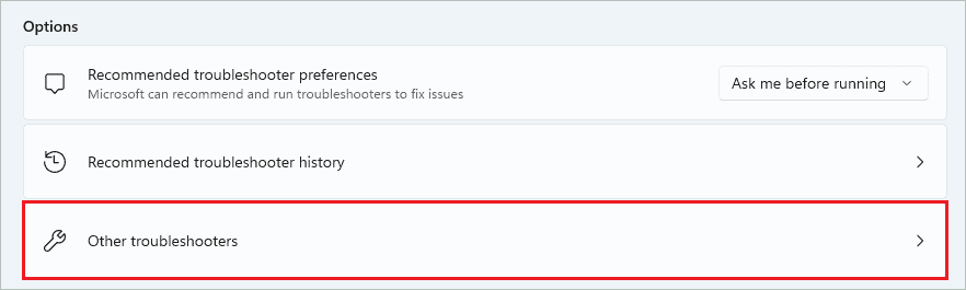Click Other troubleshooters