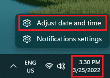 Open Adjust date and time