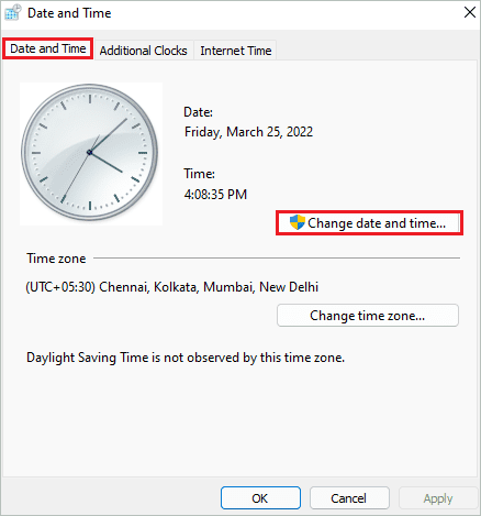 Click on Change date and time  to know how to change time on Windows 11