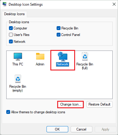 Change legacy Desktop icon to customize windows 11