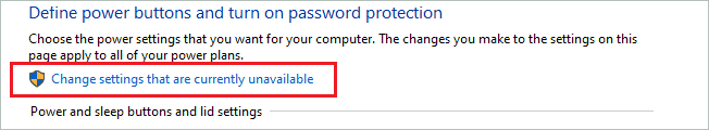 Click Change settings that are currently unavailable