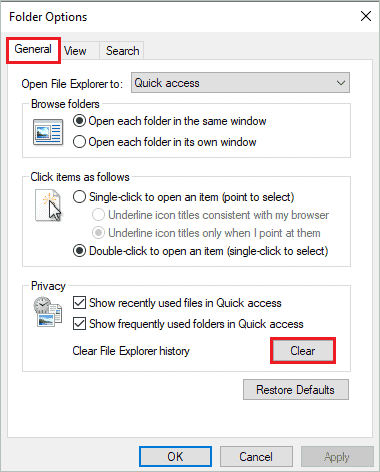 Clear the recent files list 