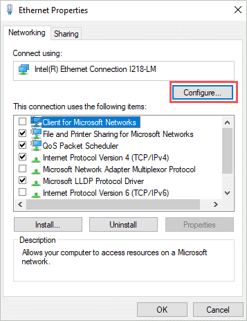 Click on Configure