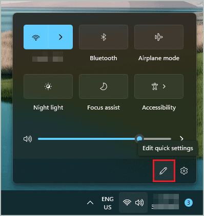 Open Edit quick settings