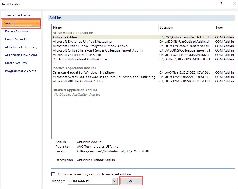 cannot open outlook 2016 dll missing