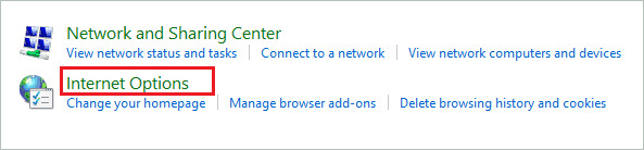 Click on Internet Options