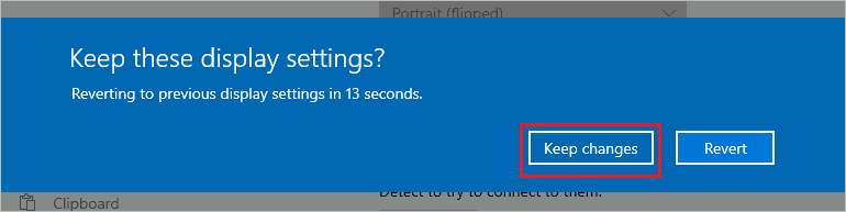 rotate screen windows 10 - Click on Keep changes