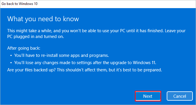 Click on Next to proceed