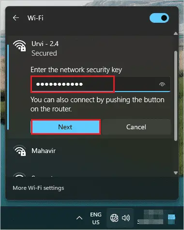 Add a password to connect
