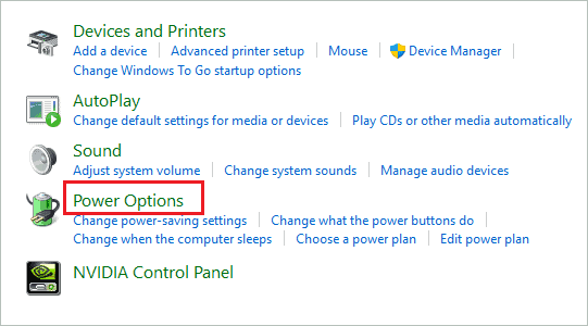 Click on Power Options