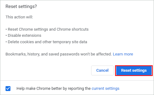 Reset Chrome’s settings
