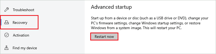 Boot PC in Advanced startup mode