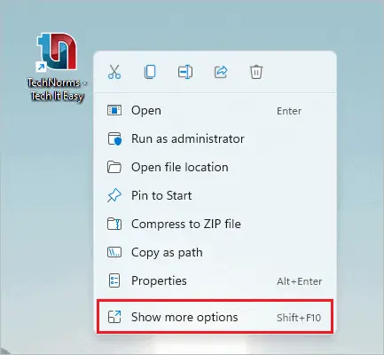 Click on Show more options