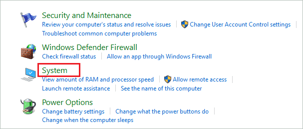 Click on System