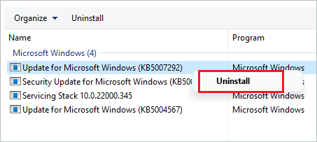 Uninstall recent update to fix Windows 11 search not working issue
