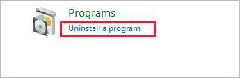 Click on Uninstall a program