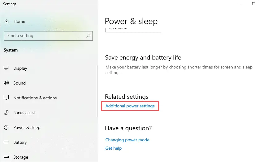 Click on additonal power settings