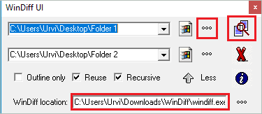 Compare Folders in Windows 10 using WinDiff