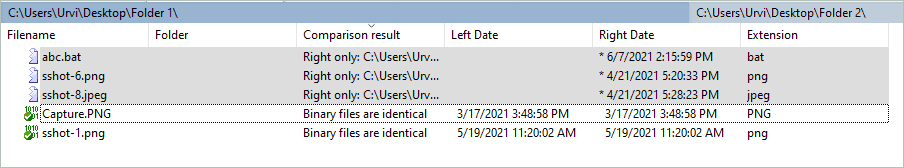 Comparison results