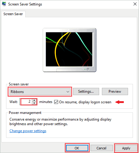 Configure screensaver settings to fix windows 10 screensaver not working