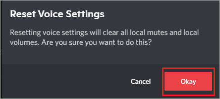 Confirm the reset of voice settings