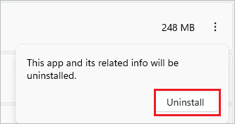 Click on Uninstall