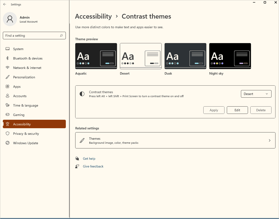 Contrast theme applied