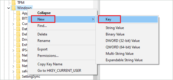 Create WindowsUpdate key