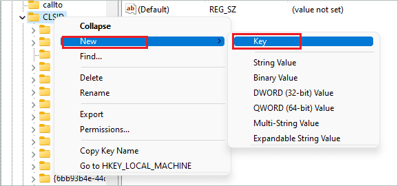 Create a new key in CLSID