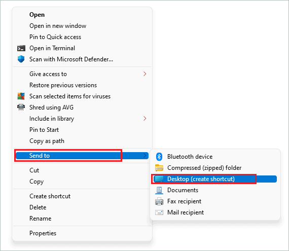 Create shortcut for folder