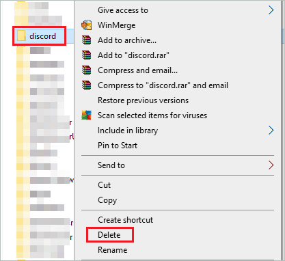 Delete the Discord folder