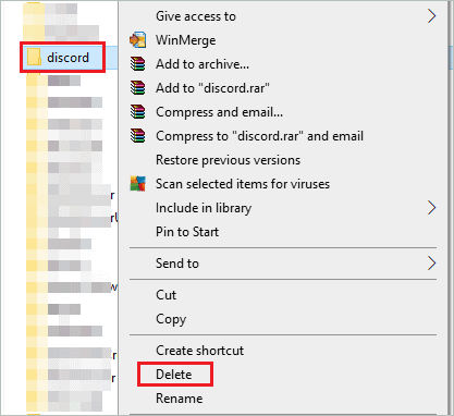Delete the Discord folder if discord screen share not working
