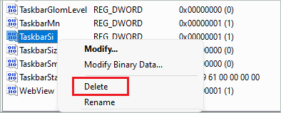 Delete TaskbarSi