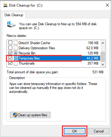 Remove temporary files when cursor disappears in Windows 10