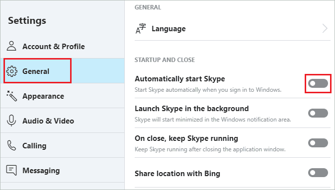make skype not open on startup 2019