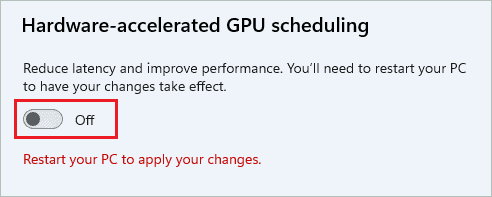 Disable Hardware-accelerated GPU scheduling