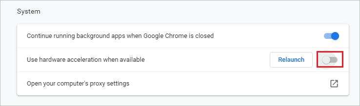 Disable hardware acceleration in Google Chrome if discord screen share not working