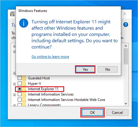 Disable Internet Explorer 11