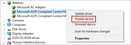 Disable device driver