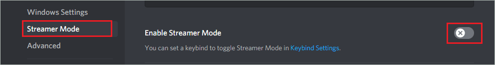 Disable Streamer mode