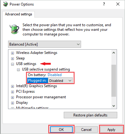 Disable USB selective suspending to fix windows 10 media creation tool error