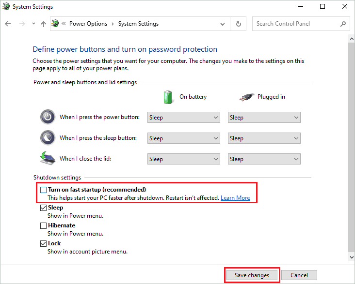 Disable fast startup To Fix Windows Code 43 Error