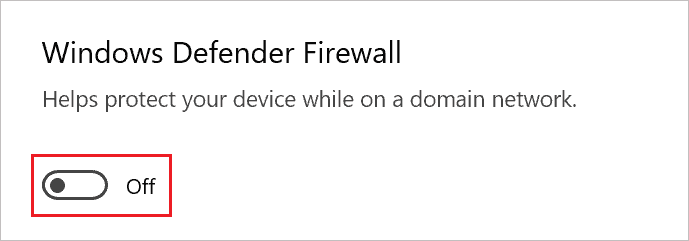 Disable Windows Defender Firewall