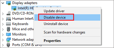 Disable device To Fix Windows Code 43 Error