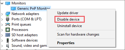 Disable monitor driver
