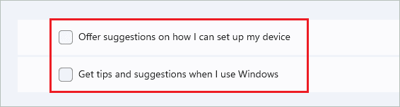 Disable unwanted notifications settings to change in windows 11