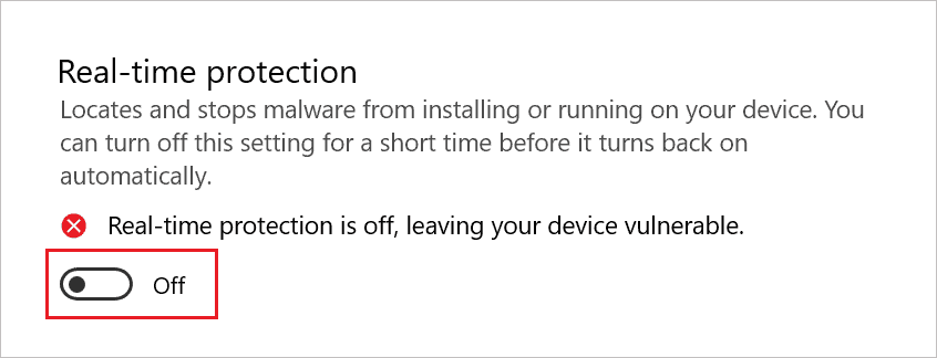 Disable real-time protection