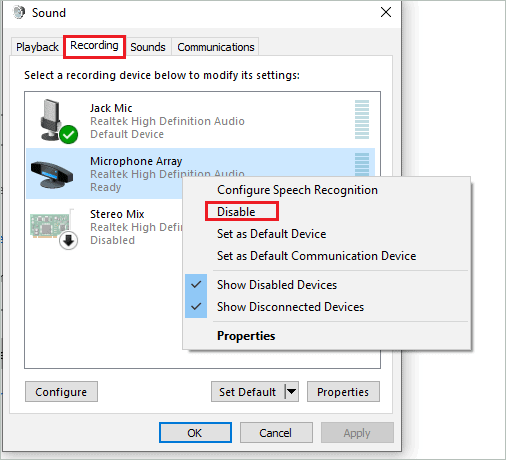 Disable the extra recording drivers