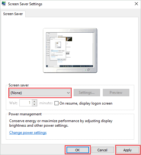 Disable screen saver settings Windows 10